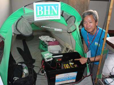 Back pack radio station brings relief broadcasts during emergencies